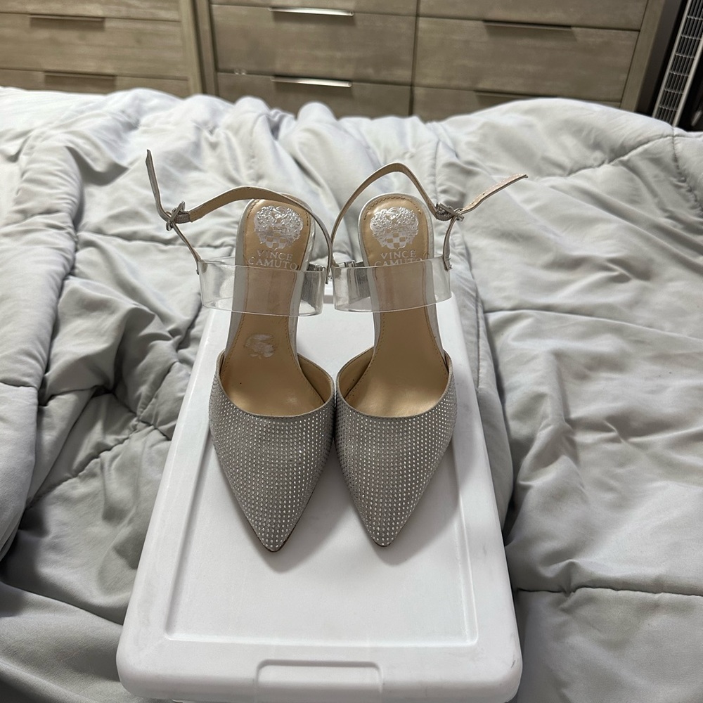 Vince camuto silver heels
